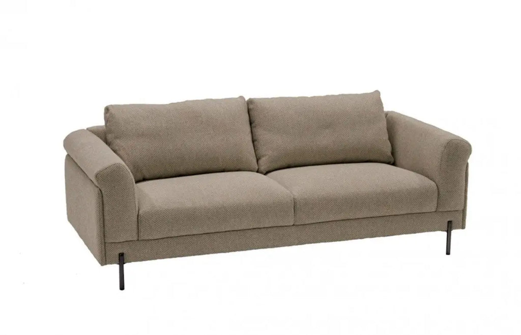 Contemporary 84" Tan Sofa With Two Cushions-1