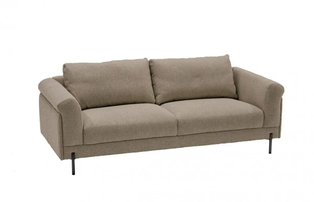Contemporary 84" Tan Sofa With Two Cushions-1
