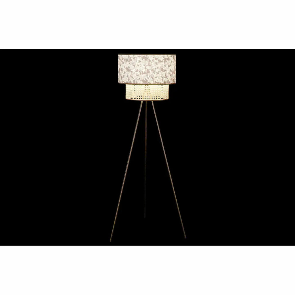 Floor Lamp DKD Home Decor Natural Black Metal Palms Polyester Colonial (60 x 60 x 129 cm)-2