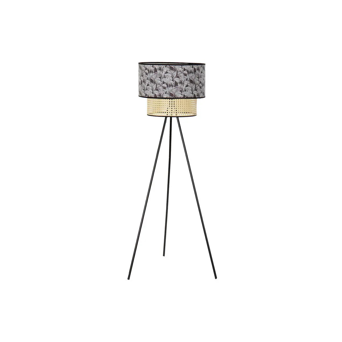 Floor Lamp DKD Home Decor Natural Black Metal Palms Polyester Colonial (60 x 60 x 129 cm)-0