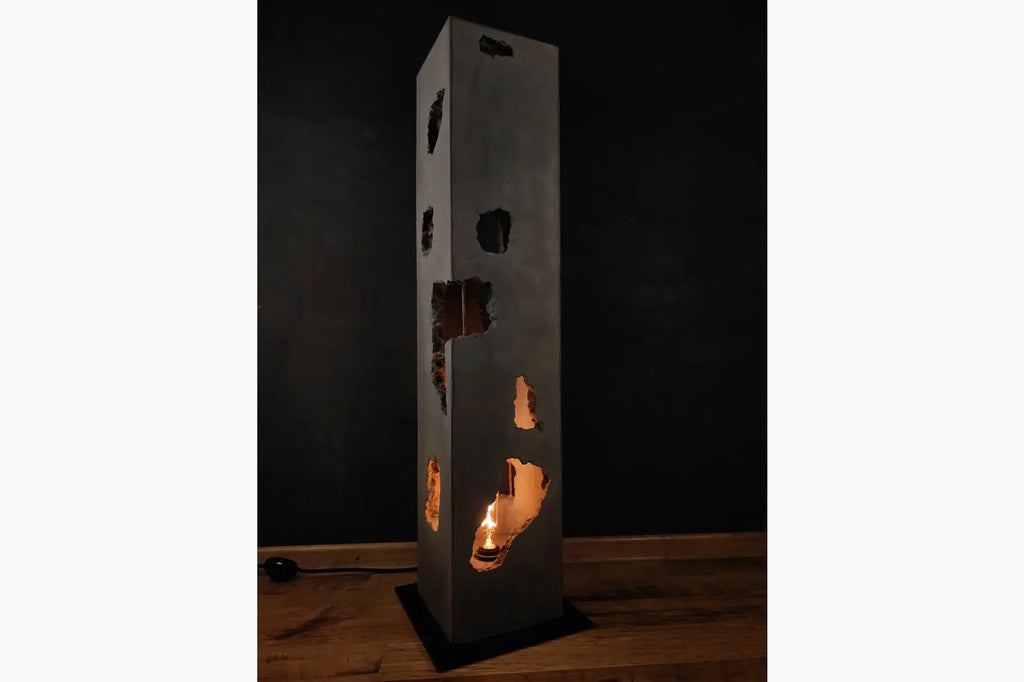 lampa stojąca loft, loft, oświetlenie loft, lampa z betonu, lampa betonowa