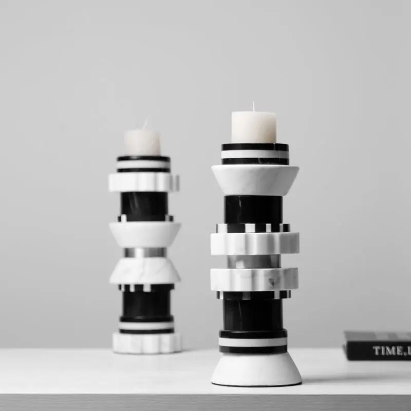 Its Modern Luxury Black-and-white Marble Candlestick Ornaments Londecor
