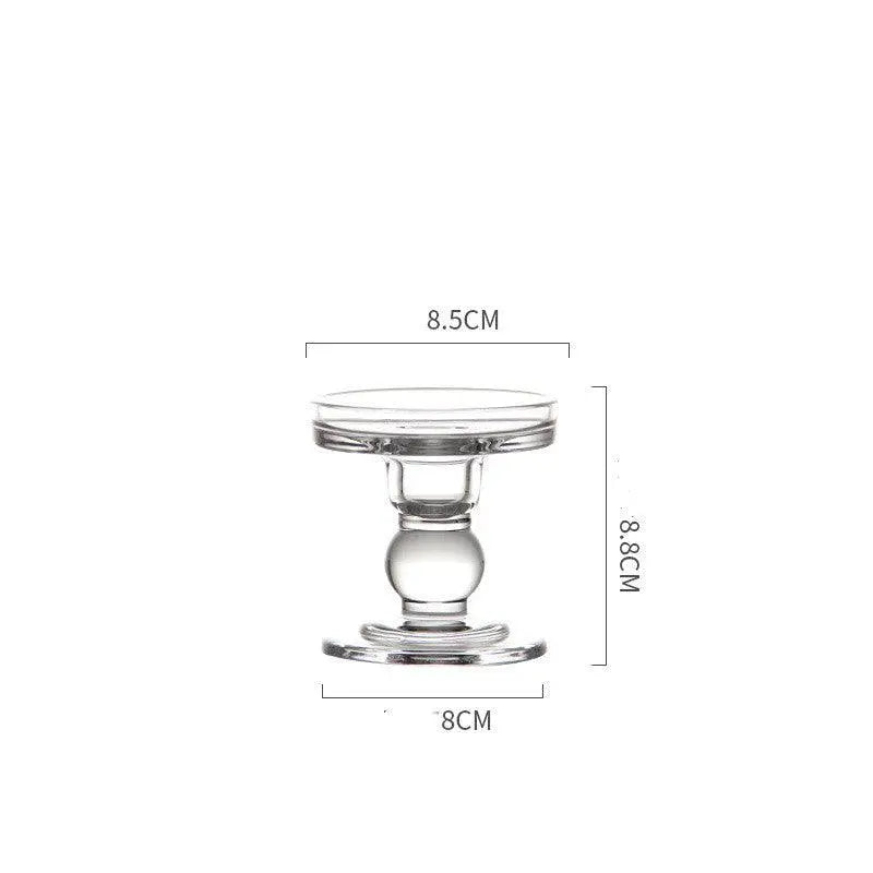 Glass Candle Holder Transparent Glass Set Candle Holder High Foot Crafts Wax Holder - Londecor